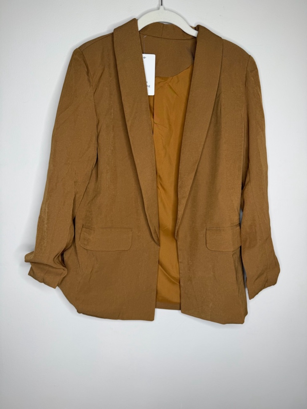 Women's Shawl Collar Blazer Jacket - Camel Brown